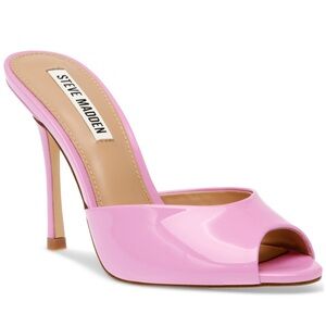 Steve Madden Priya Pink Patent Mules Heels Size 6